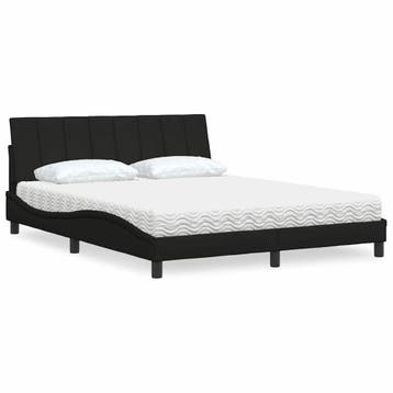 vidaXL Bed met matras Hanko stof zwart 160x200 cm, Huis en Inrichting, Slaapkamer | Bedden, Verzenden, Zwart, 200 cm, Stof