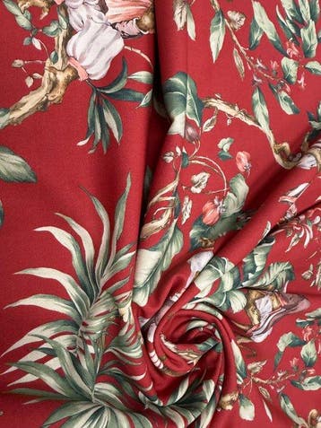 Tropische stof Oeko-Tex met schattige apen - Het paradijs, Antiek en Kunst