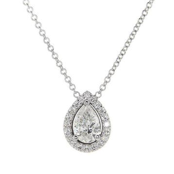 Ketting met hanger - 14 karaat Witgoud - 0.66ct. tw. Diamant