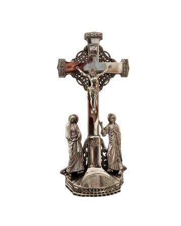 Crucifix - Metaal, Verzilverd - 1930-1940 - Tafelkruis -
