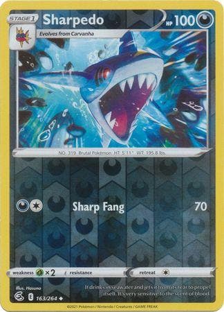 Sharpedo 163/264 reverse holo (Fusion Strike), Ophalen of Verzenden, Nieuw, Losse kaart, Foil