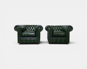 Chesterfield style - Fauteuil (2) - club - Leder, Hout -