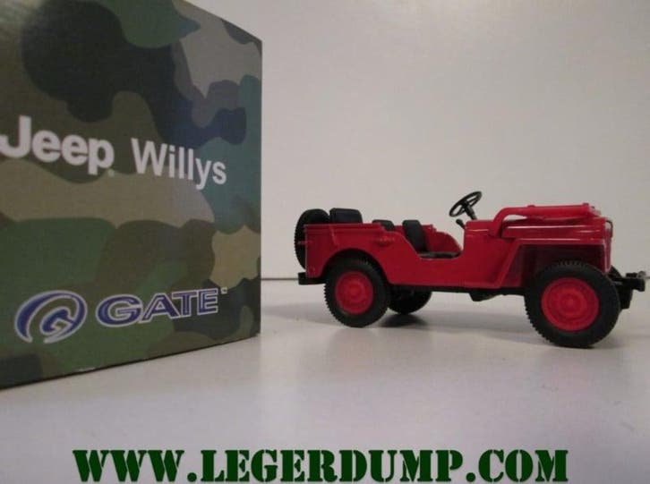 Jeep Willys, kleur rood. (Speelgoed, Overig), Kinderen en Baby's, Speelgoed | Bouwstenen, Nieuw, Ophalen of Verzenden