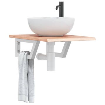 vidaXL Badkamer wandschap staal en massief eikenhout, Verzenden, Nieuw