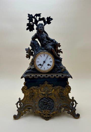 Figurale pendule - Marti & Cie - Brons, Messing - 1850-1900, Antiek en Kunst, Antiek | Klokken