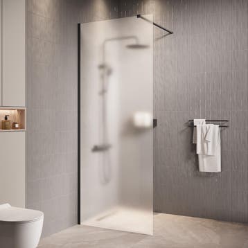 Douchewand Florida 60 x 200 cm Zwart – Inloopdouche 8 mm, Verzenden, Nieuw, Douche