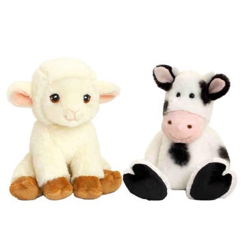 Pluche lammetje en koe knuffel - boerderij - 18 cm, Verzenden, Nieuw