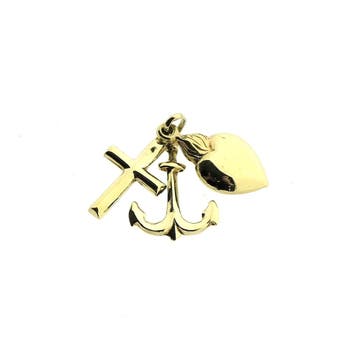 Gouden hanger; Geloof, hoop en liefde (Hanger of bedel), Ophalen of Verzenden, Gebruikt, Goud, Overige merken