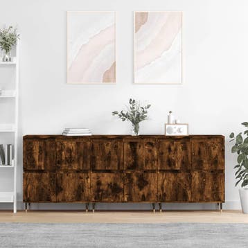 vidaXL Dressoirs 3 st bewerkt hout gerookt eikenkleurig, Verzenden, Nieuw, Overige houtsoorten