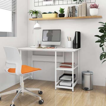 vidaXL Computerbureau 105x50x72 cm MDF en metaal wit, Huis en Inrichting, Verzenden, Nieuw