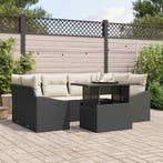 vidaXL Tuin Sofa Set met opslag 7 pcs Zwart Poly riet, Verzenden, Nieuw, Rotan