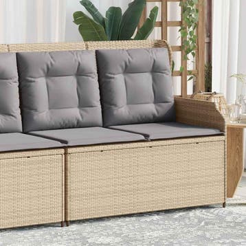 vidaXL Tuinbankje verstelbaar met kussens poly rattan beige, Verzenden, Nieuw