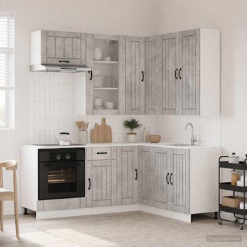 vidaXL Keukenblok LUCCA 8 st Betongrijs Bewerkt hout, Huis en Inrichting, Keuken | Keukenelementen, Verzenden, Nieuw, Grijs