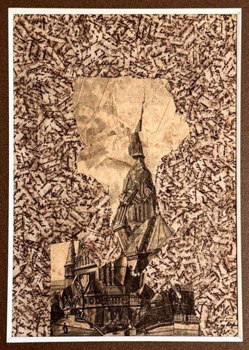 Jiri Kolar (1914-2002) - Exceptionnel collage chiasmage, Antiek en Kunst
