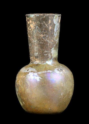 Oud-Romeins Glas Fles met paarse iriserende glans (Zonder, Antiek en Kunst
