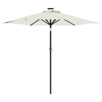 vidaXL Parasol met LEDs en stalen paal 225x225x212 cm wit, Verzenden, Nieuw, 2 tot 3 meter