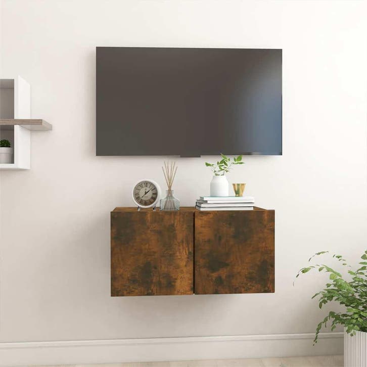 vidaXL Tv-meubel hangend 60x30x30 cm bewerkt hout gerookt, Huis en Inrichting, Kasten | Televisiemeubels, 25 tot 50 cm, Nieuw