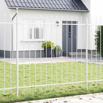 vidaXL Tuinhek WOERDEN 1,7 x 1,5 m Poedercoating staal Wit, Verzenden, Nieuw, IJzer