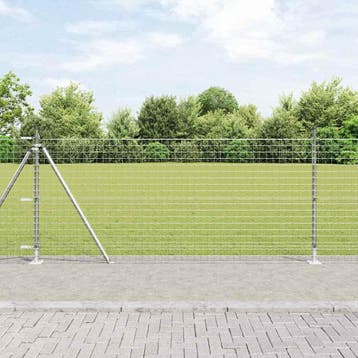 vidaXL Hekpaal met betonnen voet 7 st zilver Gepoedercoat, Verzenden, Nieuw