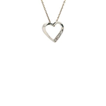 Witgouden hart hanger met diamant 14 karaat, Sieraden, Tassen en Uiterlijk, Kettinghangers, Verzenden, Zo goed als nieuw, Goud