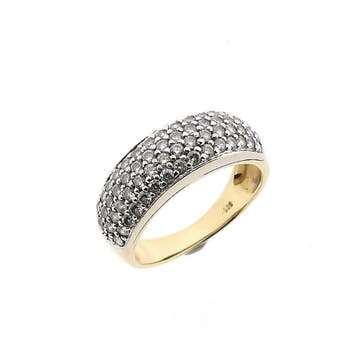 Gouden pavéring met zirconia, Gebruikt, Ophalen of Verzenden, Kleiner dan 17, Met edelsteen