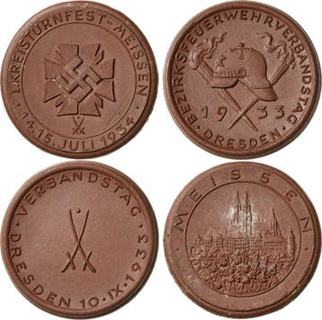 Braune Porzellanmedaille 1933 Porzellanmedaille medaille..., Postzegels en Munten, Penningen en Medailles, Verzenden