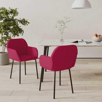 vidaXL Eetkamerstoelen 2 st fluweel wijnrood, Huis en Inrichting, Stoelen, Verzenden, Nieuw, Rood
