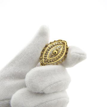 Gouden broche met Zeeuwse knopen, Ophalen of Verzenden, Gebruikt, Overige kleuren, Goud