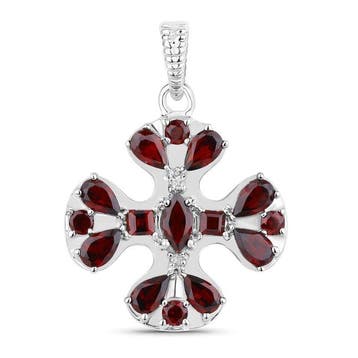 Hanger - 14 karaat Witgoud, 14k - 2.86ct. tw. Granaat -, Sieraden, Tassen en Uiterlijk, Antieke sieraden