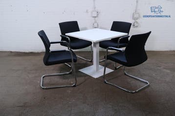 Tweedehands Bijzettafel Vergadertafel Wit 80x80 cm, Verzenden, Gebruikt