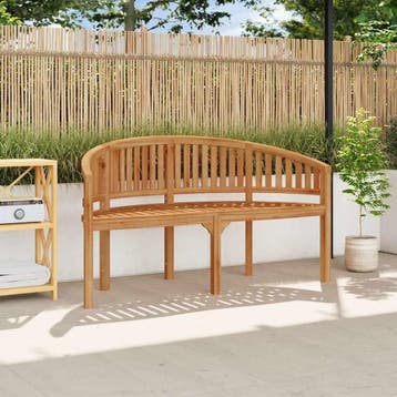 vidaXL Bananenbank 151 cm massief teakhout, Verzenden, Nieuw, Hout