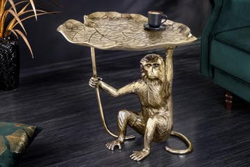 Design Bijzettafel WILDLIFE MONKEY 60cm goud antiek metaal, Ophalen of Verzenden, Nieuw