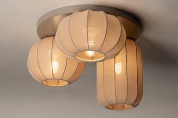 Rietveld Plafondlampen - Taupe - Stof, Metaal, Verzenden, Nieuw