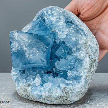 Natuurlijke celestiet-druse uit Madagaskar – Een hemelblauw