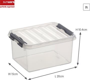 Sunware Q-line Opbergbox Transparant/Grijs 2 liter Set van 6, Ophalen of Verzenden, Nieuw