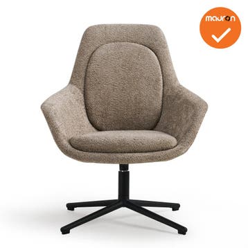 Luxe ster-poots Fauteuil - Zonder hoofdsteun - Beige stoffer, Vergader- of Presentatieruimte, Ophalen of Verzenden, Nieuw zonder verpakking