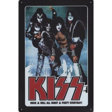 Wandbord - Kiss Rock And Roll All Night And Party Everyday, Ophalen of Verzenden, Nieuw