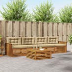 vidaXL Buiten bankenset met kussen 5 pcs Natuurlijk en Beige, Verzenden, Nieuw