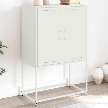 vidaXL buffetkast 68,5x38,5x107 cm staal wit, Verzenden, 100 tot 150 cm, Nieuw, 50 tot 100 cm