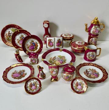 Limoges - Miniatuur beeldje - Verzameling (19) - Porselein, Antiek en Kunst