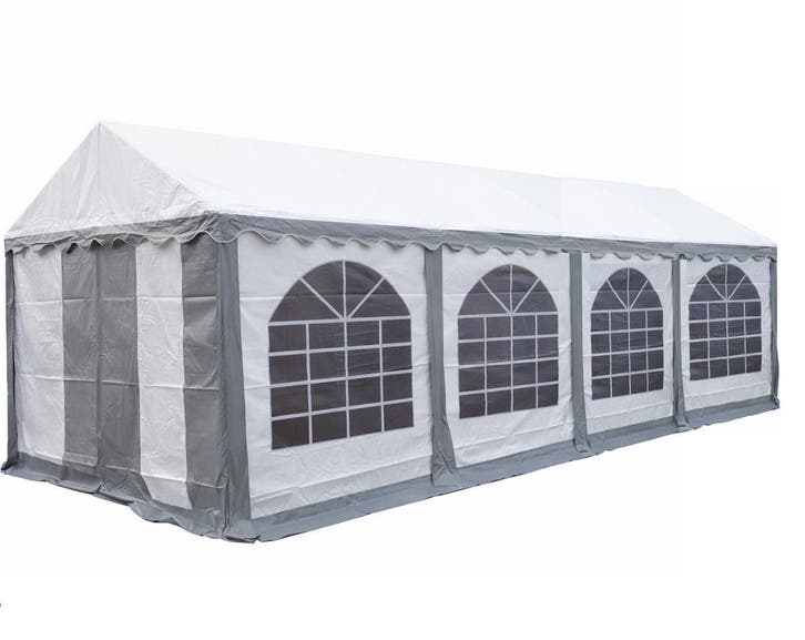 Premium Partytent PVC 5x8x2 mtr in Wit-Grijs (5x8 meter), Tuin en Terras, Partytenten, Partytent, Nieuw, 2 meter of meer, Verzenden