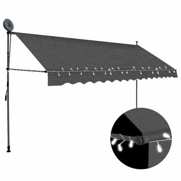 vidaXL Luifel handmatig uitschuifbaar met LED 400 cm, Verzenden, Nieuw