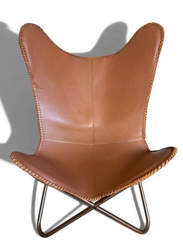 Fauteuil - Vlinderstoel - Leder, Metaal - Vlinderstoel -, Huis en Inrichting, Nieuw