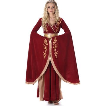 Middeleeuwse Koningin Kostuum Dames Rood – - Maat XL, Ophalen of Verzenden, Nieuw