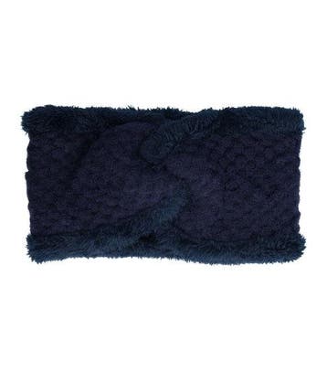 Haarband Twist 12cm – Teddy 10% Wol – Gebreide Stof – Blauw, Nieuw