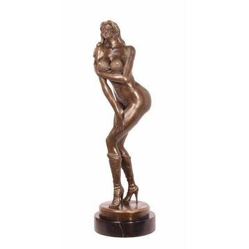 Sculptuuur voor buiten, bronzen pin up dame - 57 cm -
