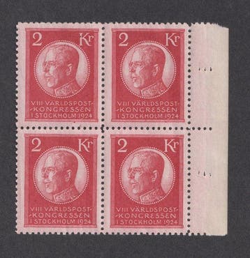 Zweden 1924 - VIIIe Wereldpostcongres Stockholm 1924, 4x2 Kr, Gestempeld