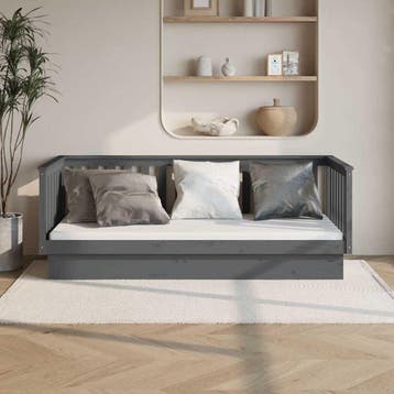 vidaXL Slaapbank 80x200 cm massief grenenhout grijs, Eenpersoons, Verzenden, Nieuw, 80 cm
