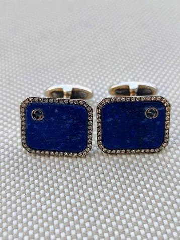 Gucci - Manchetknopen Zilver - 0.18ct. tw. Lapis lazuli -, Sieraden, Tassen en Uiterlijk, Antieke sieraden