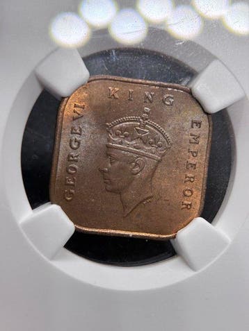Brits-Indië. George VI. 1 Cent 1943 NGC MS64RB (Zonder